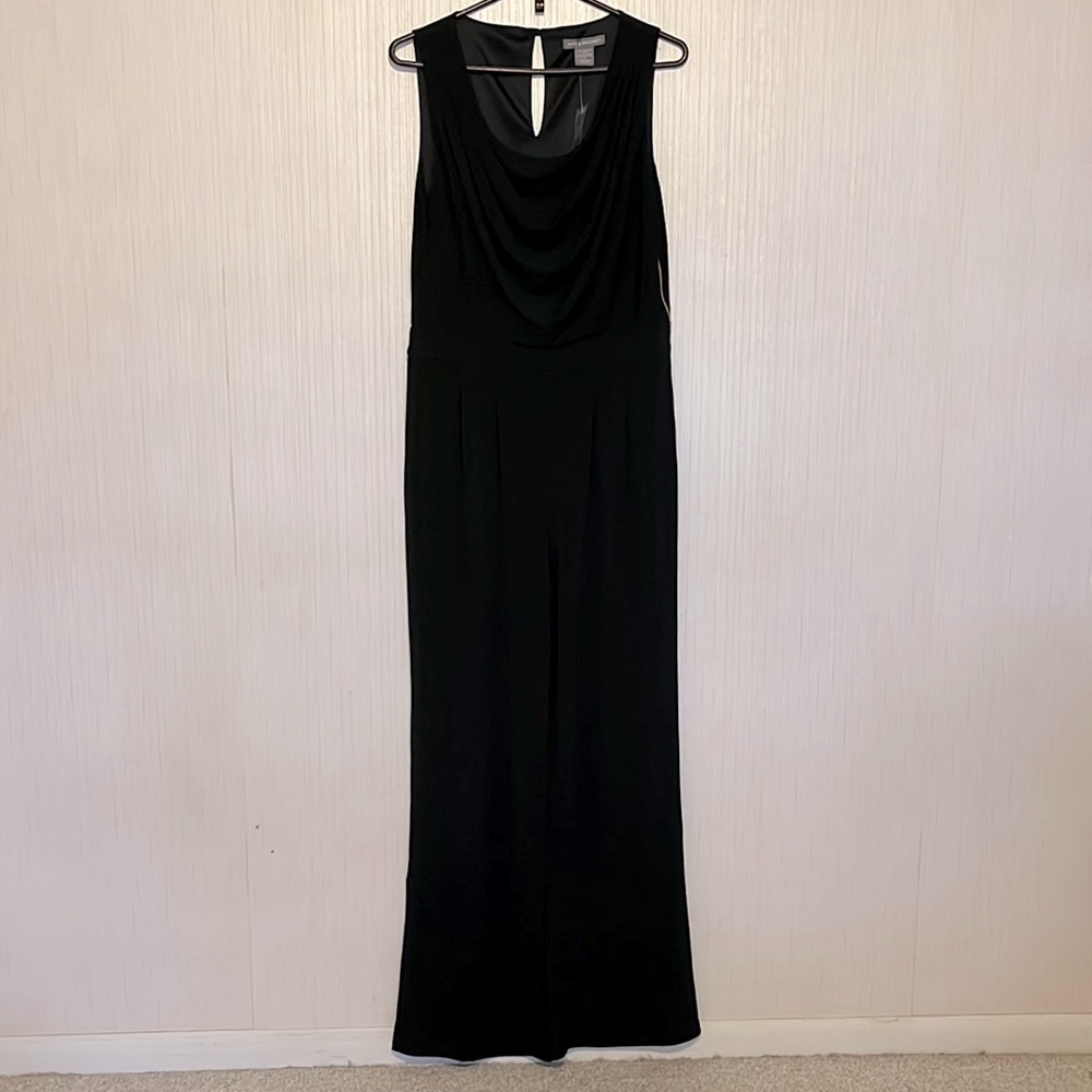 KATE & MALLORY Sleeveless Drape-Front Full Length Jumpsuit